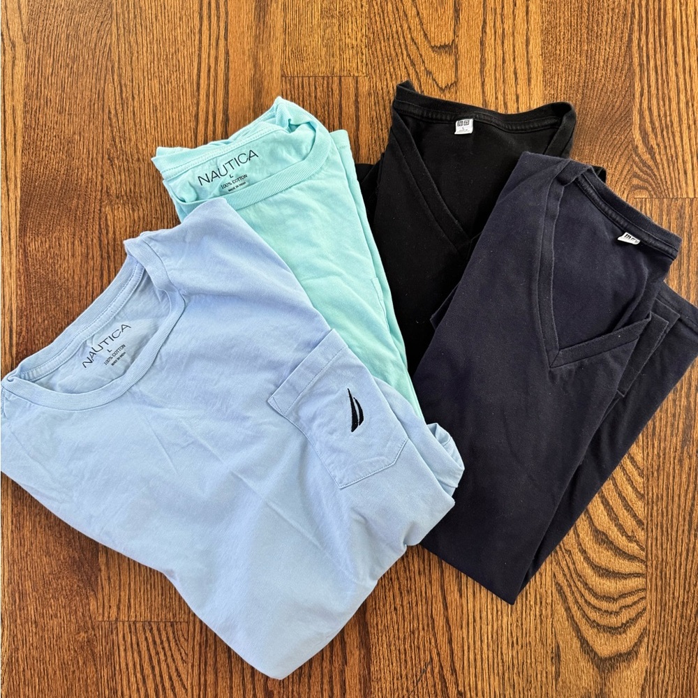 4 casual tshirts, brands include Nautica and Uniqlo